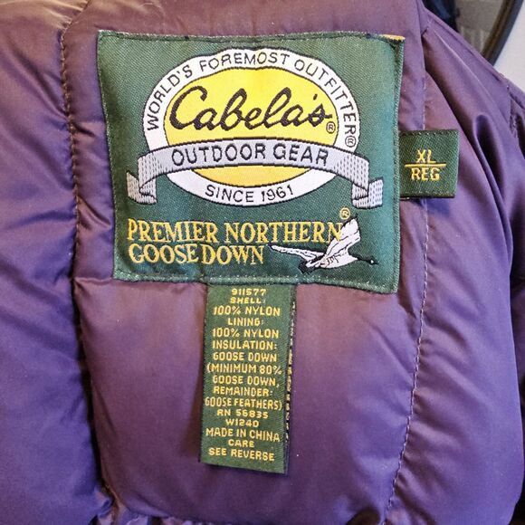 Vintage 90s Cabelas Premier Northern Goose Down Parka Jacket Coat Mens XL Fur - Picture 4 of 9